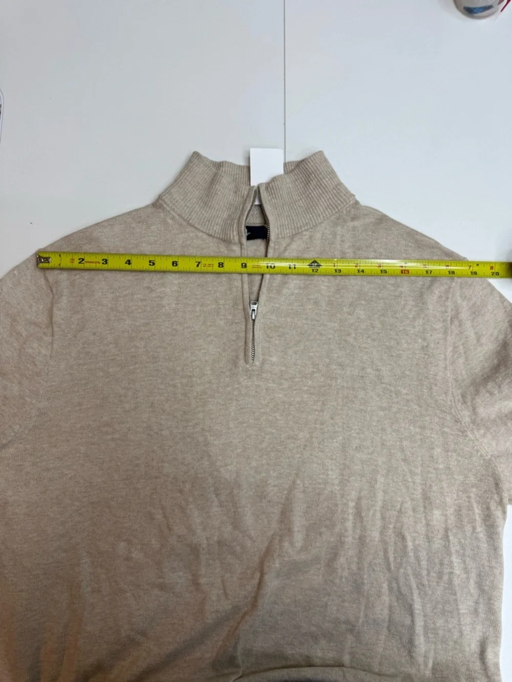 J.Crew 100% Cotton Quarter-Zip Sweater Heather Oatmeal Size XL ( Summer/Spring)